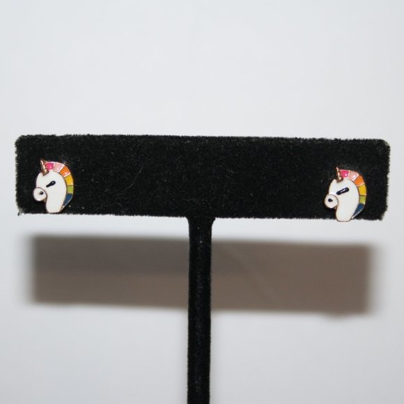 Beautiful NWoT gold and rainbow unicorn earrings - Picture 1 of 4
